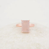 Pink Chalcedony Ring - Rose Gold Plated Ring - 8x12mm Cushion - 925 Silver - Modern Jewelry - Gift For Young Women - Jewelry For The Beach